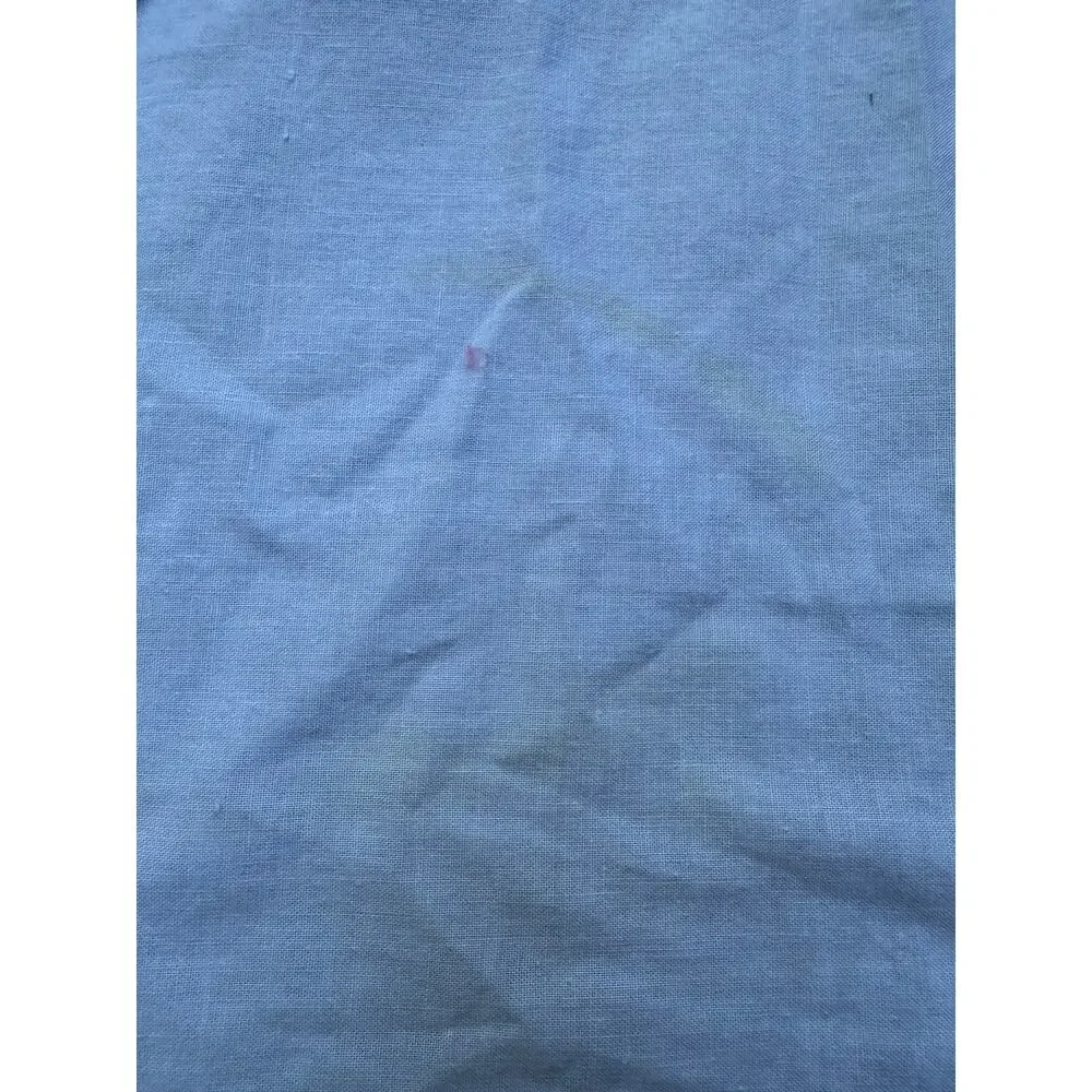 Vintage Hand Embroidered Tablecloth White floral pink blue beautiful cut out